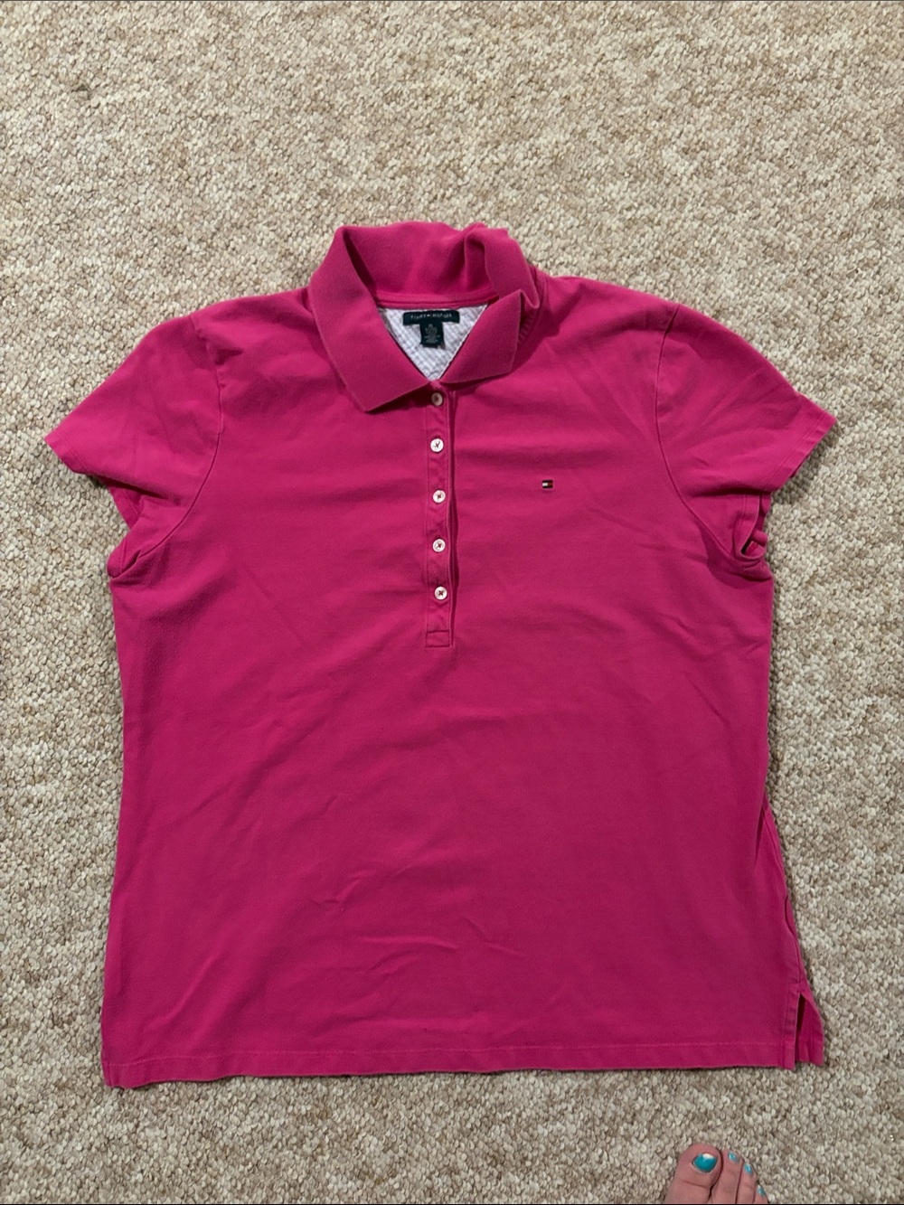 Tommy Hilfiger Women's Hot Pink Button-Down Polo Shirt - size XL